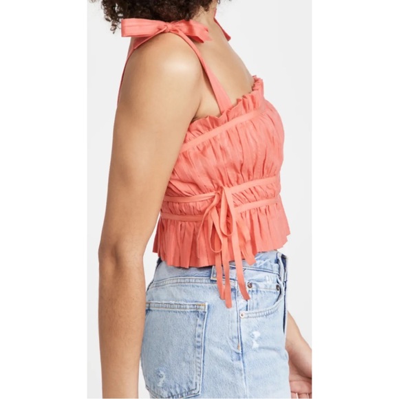 PLAYA LUCILA • Coral Pink Pleated Crop Top - Picture 4 of 8